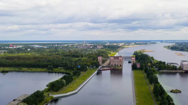 Rybinsk Ryssland Systemet Låser Rybinsk Reservoar Flygfoto — Stockfoto