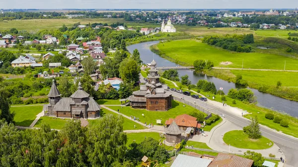 Suzdal Rusya Uçuş Yüzyılın Ortalarında Havadan Bakış Adlı Ahşap Bir — Stok fotoğraf