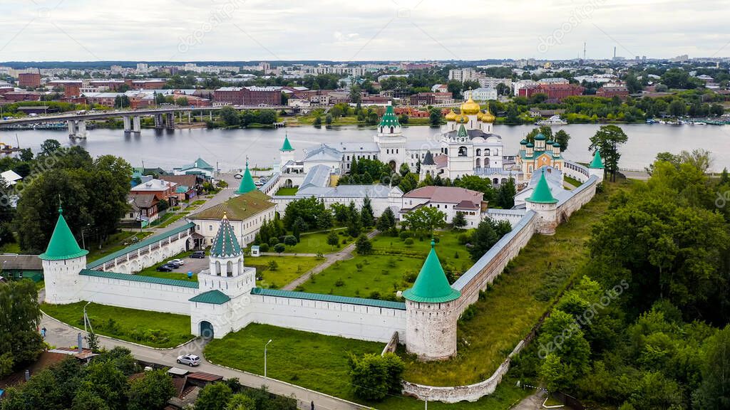 Russia, Kostroma. Holy Trinity Ipatievsky Monastery in Kostroma, Aerial View  