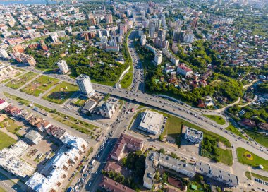Kazan, Rusya. Araç bağlantı noktası hava görüntüsü