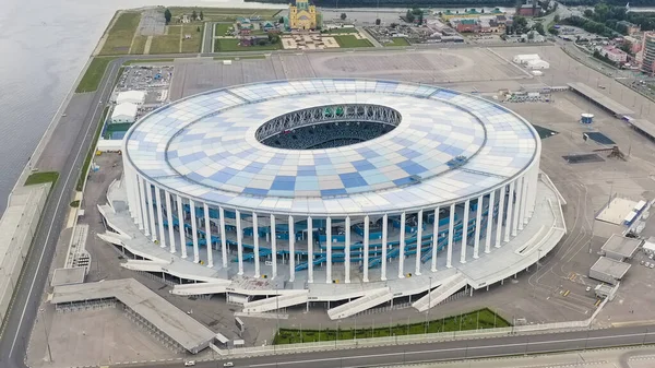 Niżny Nowogród Rosja Sierpnia 2020 Stadion Niżny Nowogród Widok Lotu — Zdjęcie stockowe