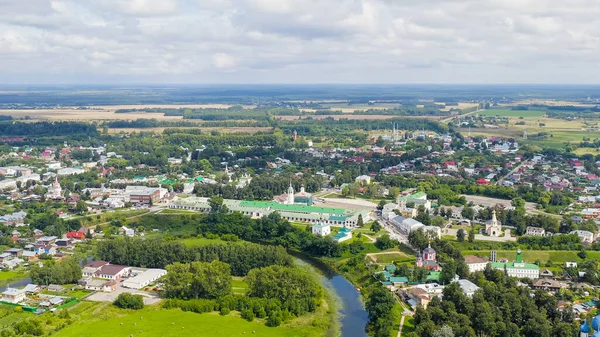 苏斯达尔 俄罗斯 Suzdal市中心 Trade Square Aerial View — 图库照片