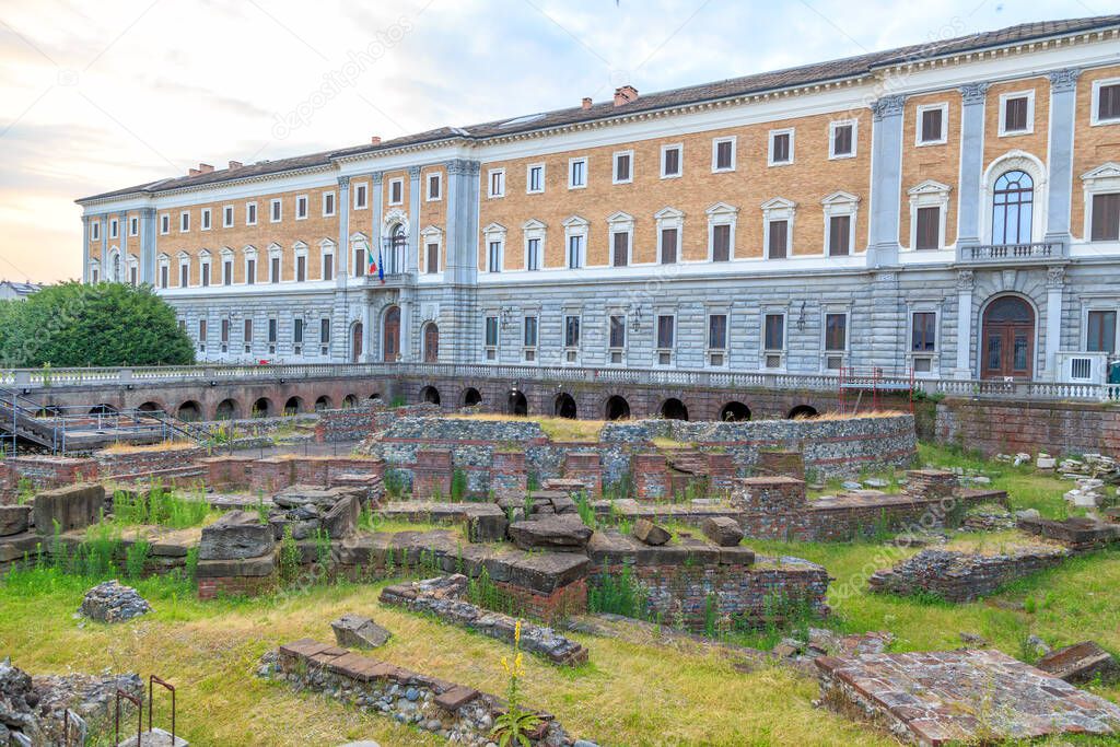 Turin, Italy. Archaeological Area of the Roman Theater. Savoy Gallery (Italian: Galleria Sabauda)