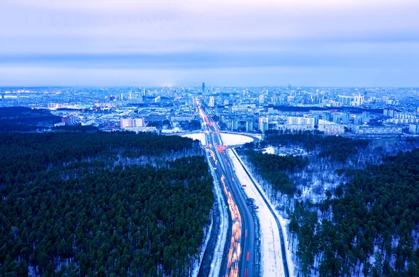 Єкатеринбург Росія Широка Вулиця Веде Центру Міста Фотографія Повітря — стокове фото