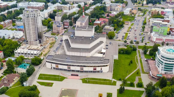 Ivanovo Rusia Agustus 2020 Penerbangan Atas Pusat Kota Teater Drama — Stok Foto