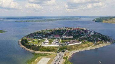Sviyazhsk, Rusya. Sviyazhsk Adası 'nın havadan görünüşü, Hava Görüntüsü  