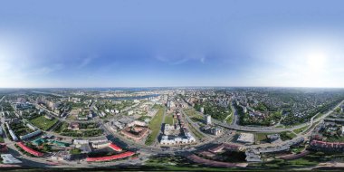 Kazan, Rusya. Hava görüntüsü. Kazan 'ın küresel manzarası. Tam 360 derece