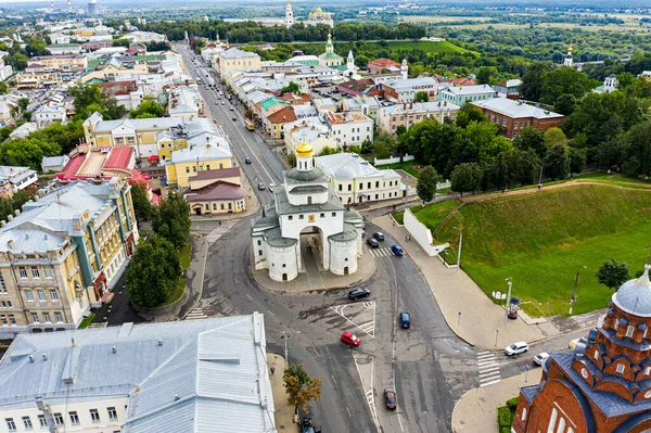 Oroszország Vladimir Augusztus 2020 Belváros Levegőből Arany Kapu Vladimir Légi — Stock Fotó