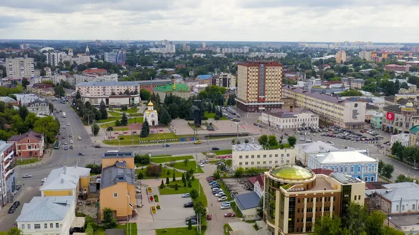 伊凡诺沃 俄罗斯 2020年8月12日 飞越市中心 革命广场 空中景观 — 图库照片