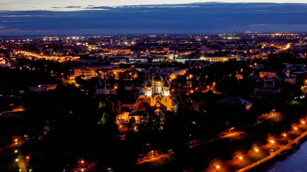 Jaroslawl Russland Kathedrale Mariä Himmelfahrt Mariä Himmelfahrt Kathedrale Stadtbeleuchtung Nach — Stockfoto