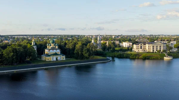 Uglich Ryssland Uglich Stad Från Luften Volga Floden Tidig Morgon — Stockfoto