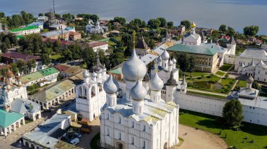 Rostov, Rusya. Rostov Kremlin. Büyük Rostov şehrinin ana ilgi odağı, Havadan Bakış  