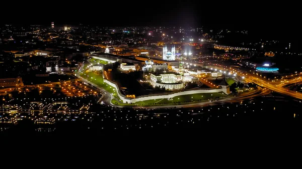 Kazán Rusia Vista Aérea Del Kremlin Kazán Noche Vista Aérea — Foto de Stock