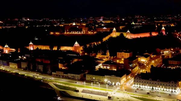 Нижній Новгород Росія Повітряний Вид Кремлівських Стін Нижнього Новгорода Нічний — стокове фото