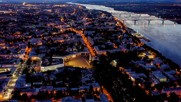 Jaroslavl Russia Vista Aerea Del Quartiere Centrale Jaroslavl Luci Della — Foto Stock