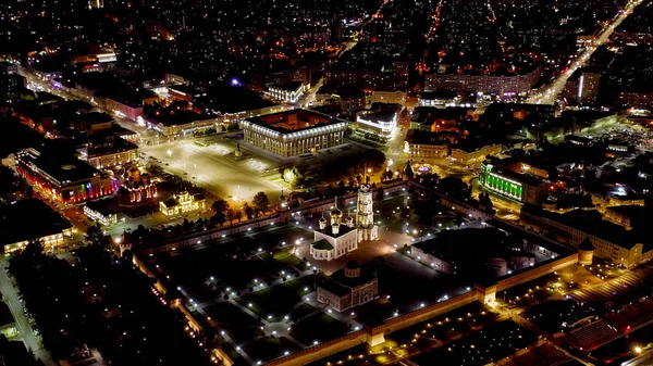 Tula Rússia Vista Aérea Cidade Noite Tula Kremlin Lenin Square — Fotografia de Stock