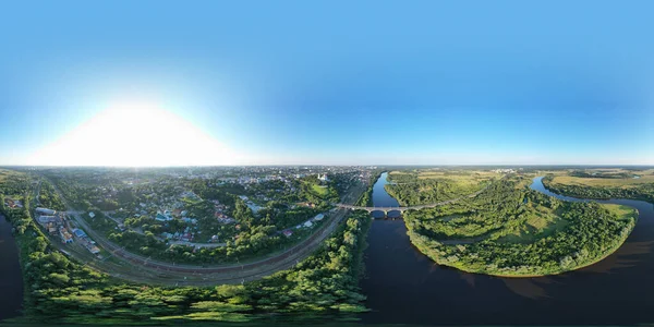 Росія Володимир Панорама 360 Центру Міста Річка Клязма Мостом — стокове фото