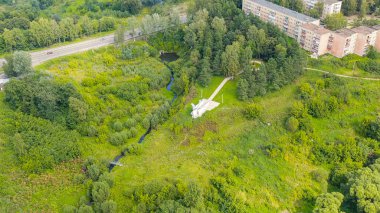 Rzhev, Rusya - 20 Ağustos 2020: Airplane MiG-17, Havadan Görünüm  