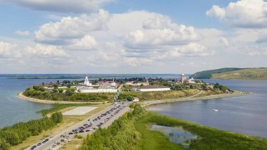 Sviyazhsk, Rusya. Sviyazhsk Adası 'nın havadan görünüşü, Hava Görüntüsü  