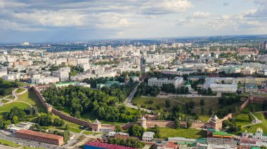 Nizhny Novgorod, Rusya. Nizhny Novgorod Kremlin 'in hava manzarası, Hava manzarası  
