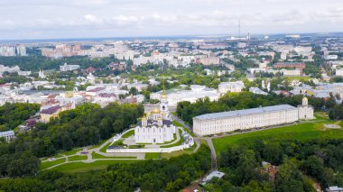 Rusya, Vladimir. Vladimir 'deki Dormition Katedrali (Assumption Cathedral) Rus Ortodoks Kilisesi Vladimir Metropolitanate Katedrali, Hava Görünümü  