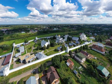 Suzdal, Rusya. Suzdal şehrinin kutsal koruma manastırı. Hava görünümü
