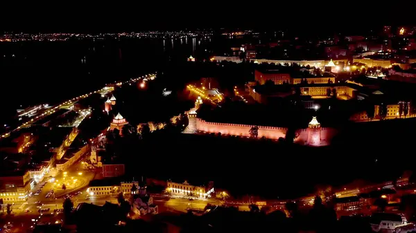 Nizhny Novgorod Russia Aerial View Kremlin Walls Nizhny Novgorod Night — Stock Photo, Image