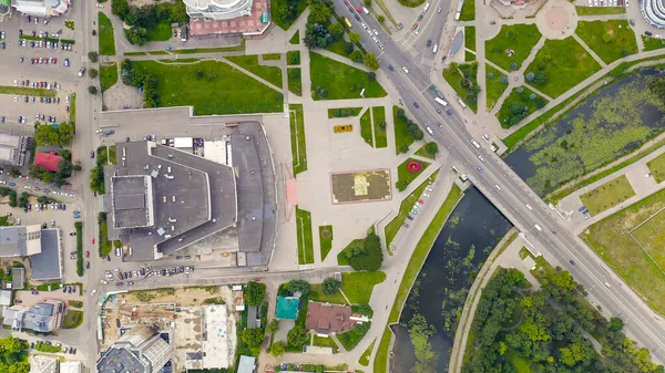 Ivanovo Rusia Vuelo Sobre Centro Ciudad Embankment Del Río Uvod — Foto de Stock