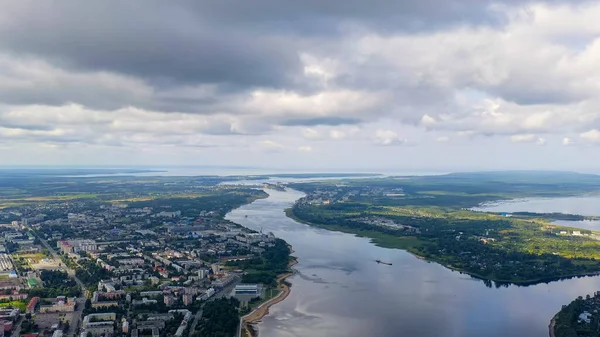 Rybinsk Russia Volga River Horizon System Locks Rybenskoye Reservoir Aerial — Stockfoto