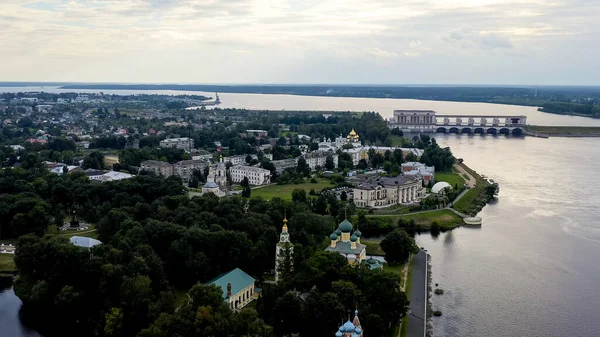 Uglich Ryssland Uglich Stad Från Luften Uglich Kreml Huvudattraktionen Staden — Stockfoto