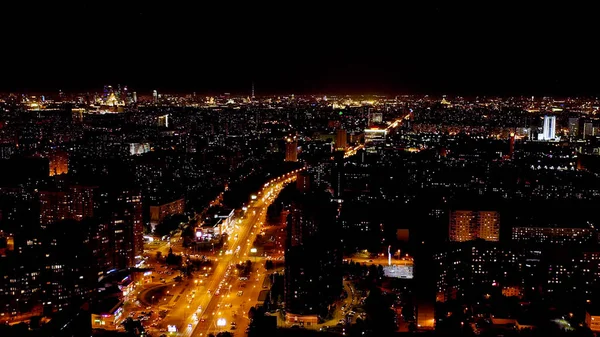 Μόσχα Ρωσία Νυχτερινή Εναέρια Άποψη Της Πόλης Profsoyuznaya Street Προς — Φωτογραφία Αρχείου