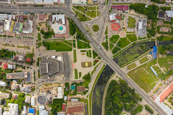 Ivanovo Rússia Lenine Avenue Ponte Sobre Rio Uvod Vista Aérea — Fotografia de Stock