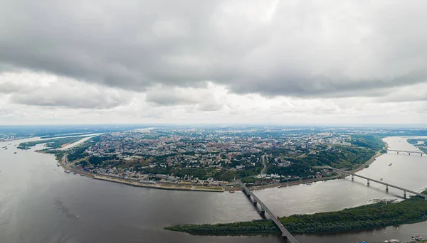 Nizhny Novgorod Rusya Şehir Merkezinin Panoramik Görüntüsü Havadan — Stok fotoğraf