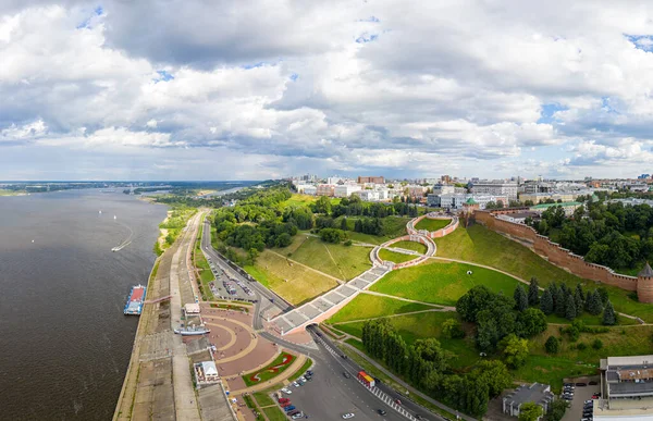 Nižnij Novgorod Rusko Letecký Pohled Schody Chkalovskaya — Stock fotografie