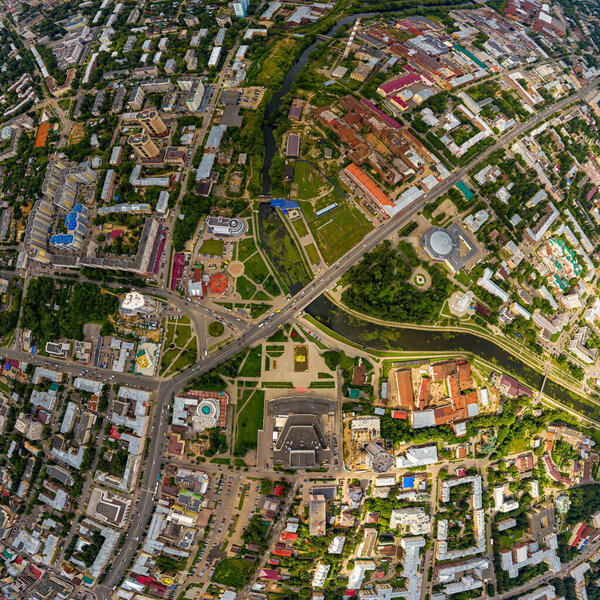 Ivanovo, Russia. Panorama of the central part of the city. Aerial view