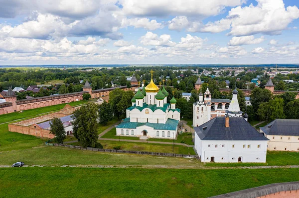 Suzdal, Russia. The Saviour Monastery of St. Euthymius. Cathedral of the Transfiguration of the Lord in the Spaso-Evfimiev Monastery. Aerial view