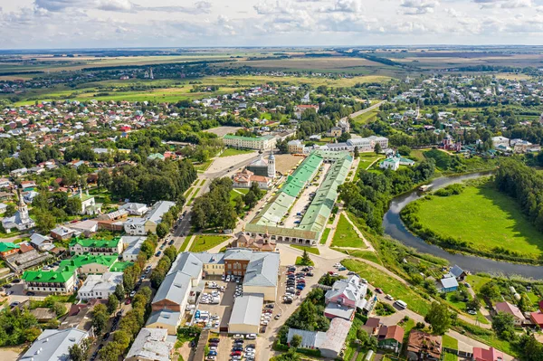 Suzdal, Russia. Suzdal city center, Trade square. Aerial view