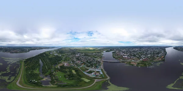 Kostroma Rusya Kostroma Volga Nehirlerinin Birleştiği Yer Hava Görüntüsü Panorama — Stok fotoğraf