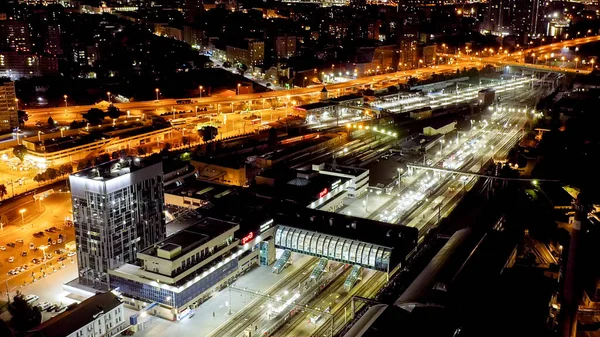 Rostow Don Russland August 2020 Bahnhof Rostow Don Stadt Nachtsicht — Stockfoto