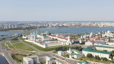 Kazan, Rusya. Kazan Kremlin 'in hava görüntüsü, Hava Görüntüsü  