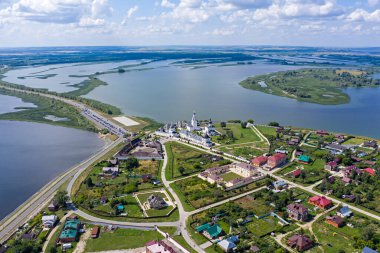 Sviyazhsk, Rusya. Sviyazhsk Adası 'nın havadan görünüşü
