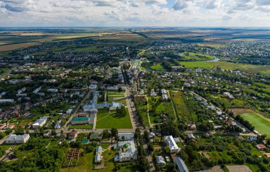 Suzdal, Rusya. Summer City Panoraması. Hava görünümü
