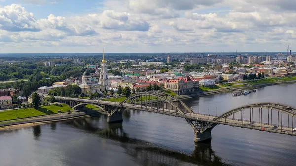 Rybinsk Ryssland Rybinsk Bron Bro Över Floden Volga Beläget Staden — Stockfoto