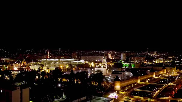 Tula Rusia Vista Aérea Ciudad Por Noche Kremlin Tula Plaza — Foto de Stock