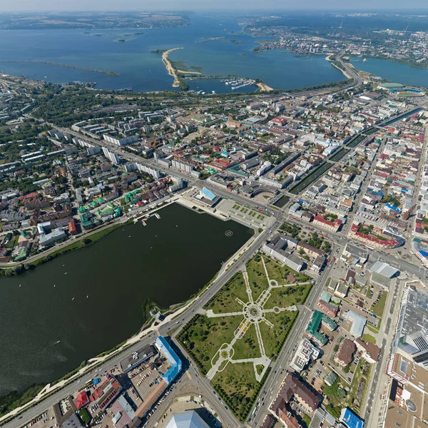 Kazan Oroszország Légi Felvétel Kazán Panorámája — Stock Fotó