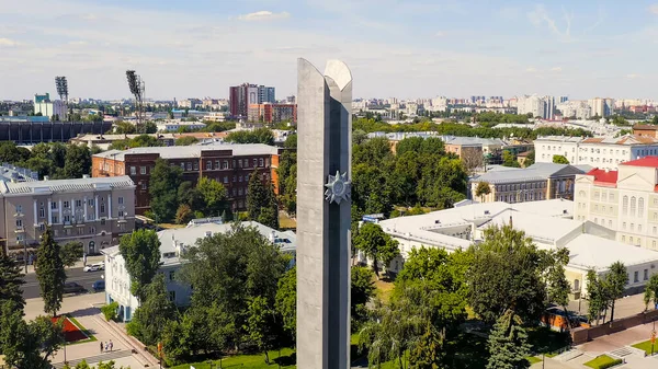 沃罗涅日 俄罗斯 2020年8月23日 胜利广场 胜利广场上的石碑 空中景观 — 图库照片