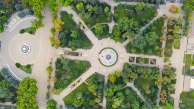 Krasnodar, Rusya. Catherine Meydanı 'ndaki İmparatoriçe II. Catherine Anıtı. Hava görüntüsü, Hava Görüntüsü  
