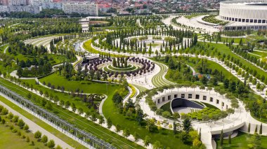 Krasnodar, Rusya. Halk Parkı Krasnodar (Galitsky Parkı). Yaz hava manzarası, Hava manzarası  