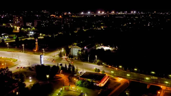 Ivanovo Rusia Agosto 2020 Vuelo Nocturno Sobre Centro Ciudad Ivanovo —  Fotos de Stock