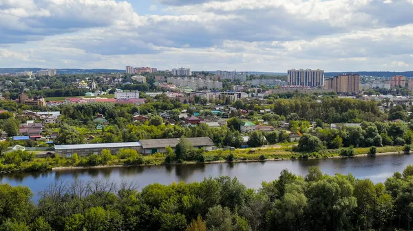 Dmitrov, Russia. Moscow Canal and views of the city of Dmitrov. Canal connecting the Moscow river with the Volga, Aerial View